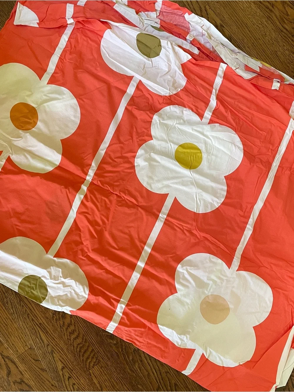 NIB Orla Kiely KING SIZE Giant Abacus Floral in Tomato Cotton Duvet + 2 Pillows